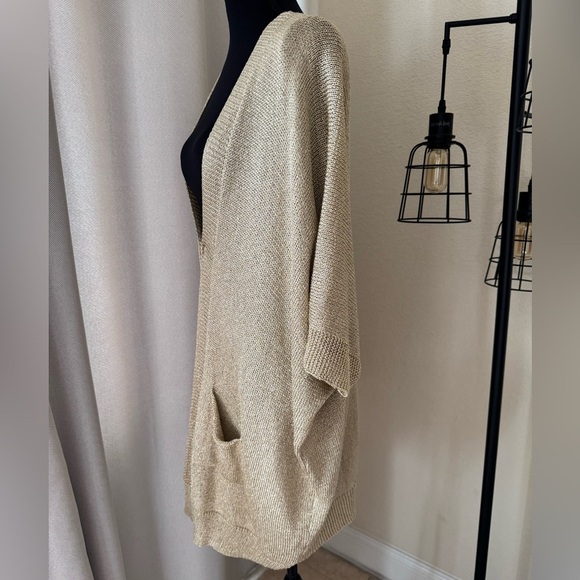 Lilly Pulitzer Women’s Medium Gold Metallic Open Cardigan - Picture 5 of 9